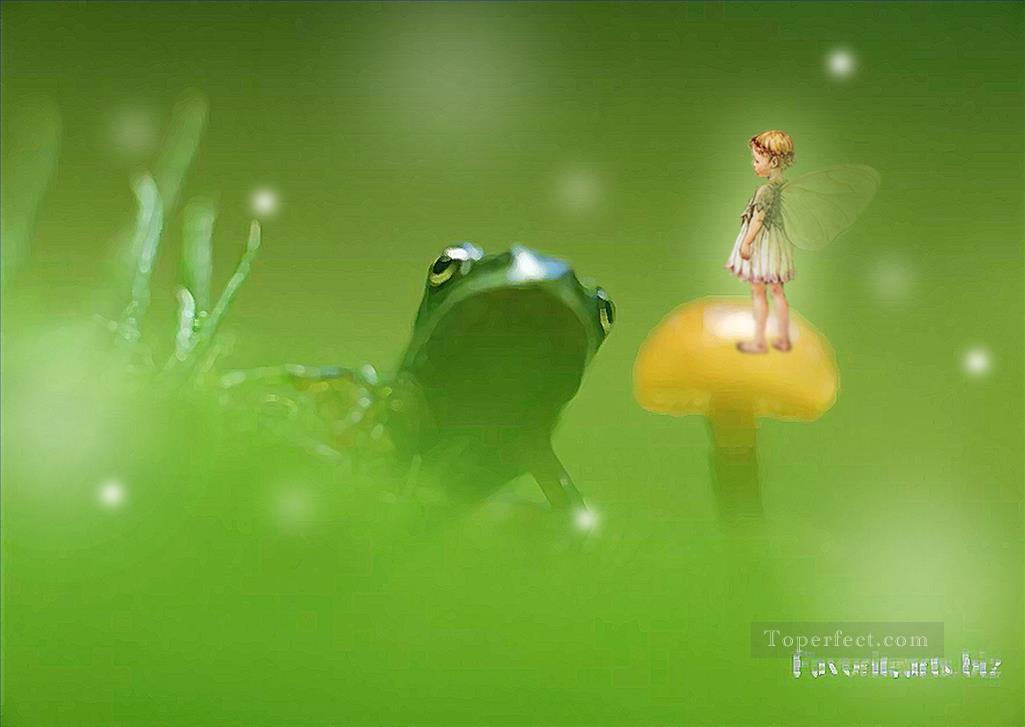 Fairy and frog fairy original Oil Paintings